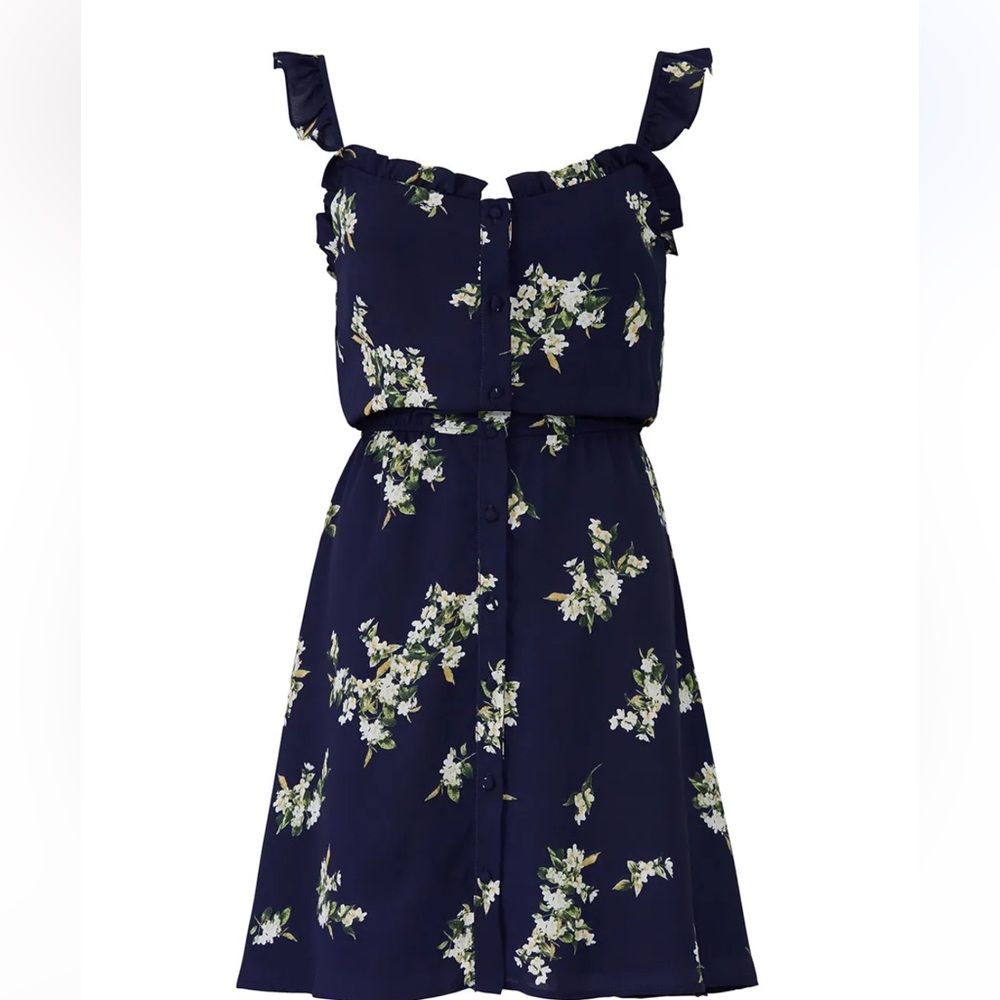 Spring Navy floral sundress with ruffle sleeves - Picture 6 of 9